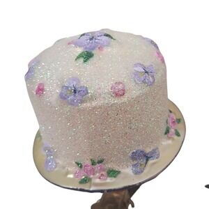 Vintage Y2k Patricia Breen Birthday Cake Pearl Icing Clip On Glass Ornament